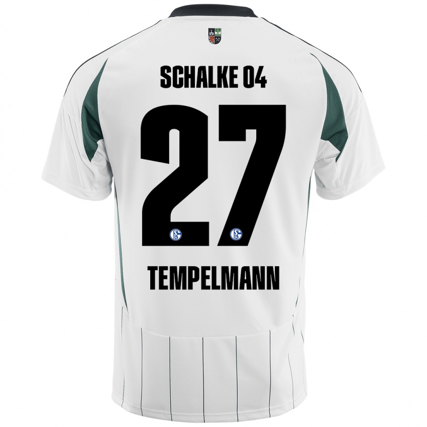 Bambino Maglia Lino Tempelmann #27 Bianco Verde Kit Gara Away 2024/25 Maglietta