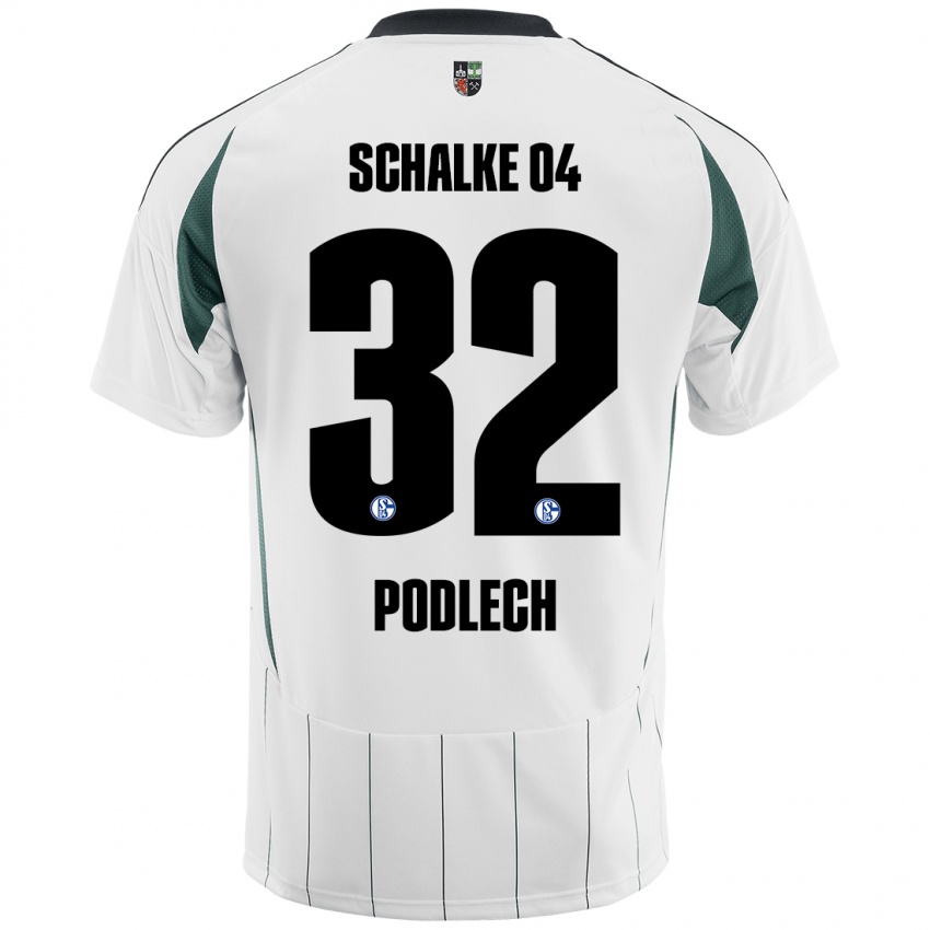 Bambino Maglia Luca Podlech #32 Bianco Verde Kit Gara Away 2024/25 Maglietta