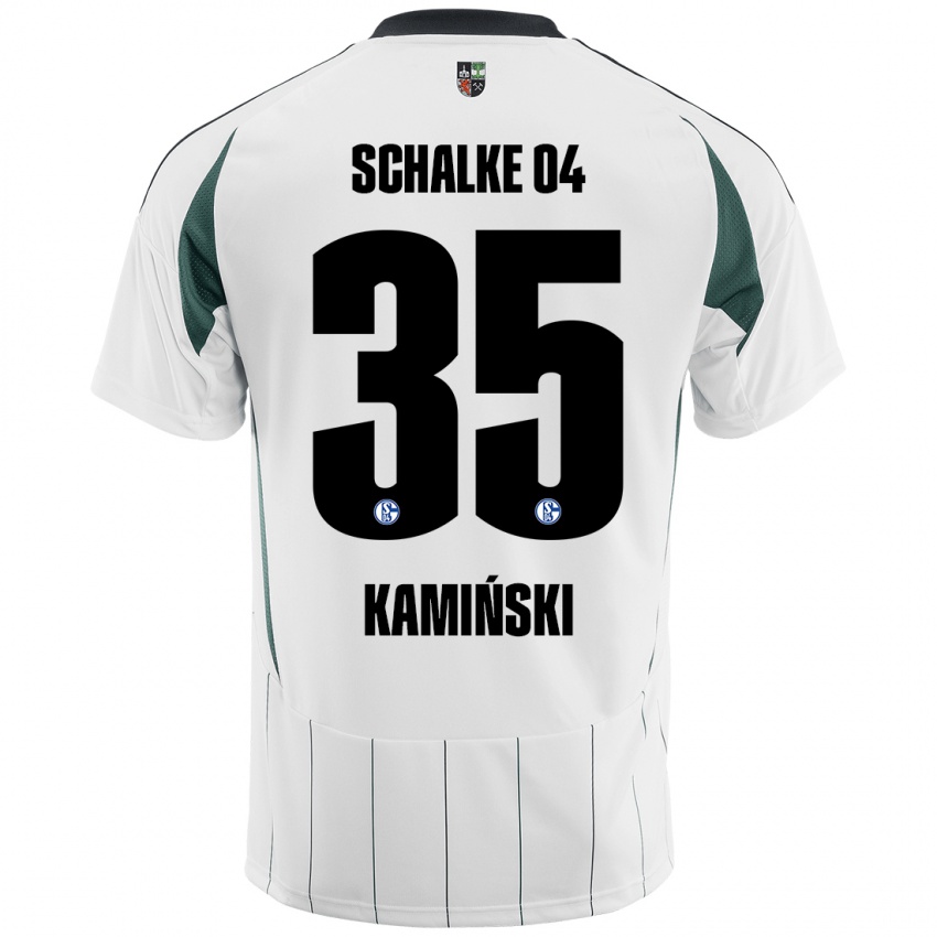 Bambino Maglia Marcin Kaminski #35 Bianco Verde Kit Gara Away 2024/25 Maglietta