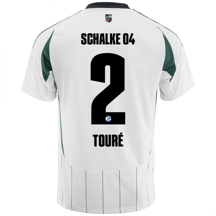 Bambino Maglia Tidiane Touré #2 Bianco Verde Kit Gara Away 2024/25 Maglietta