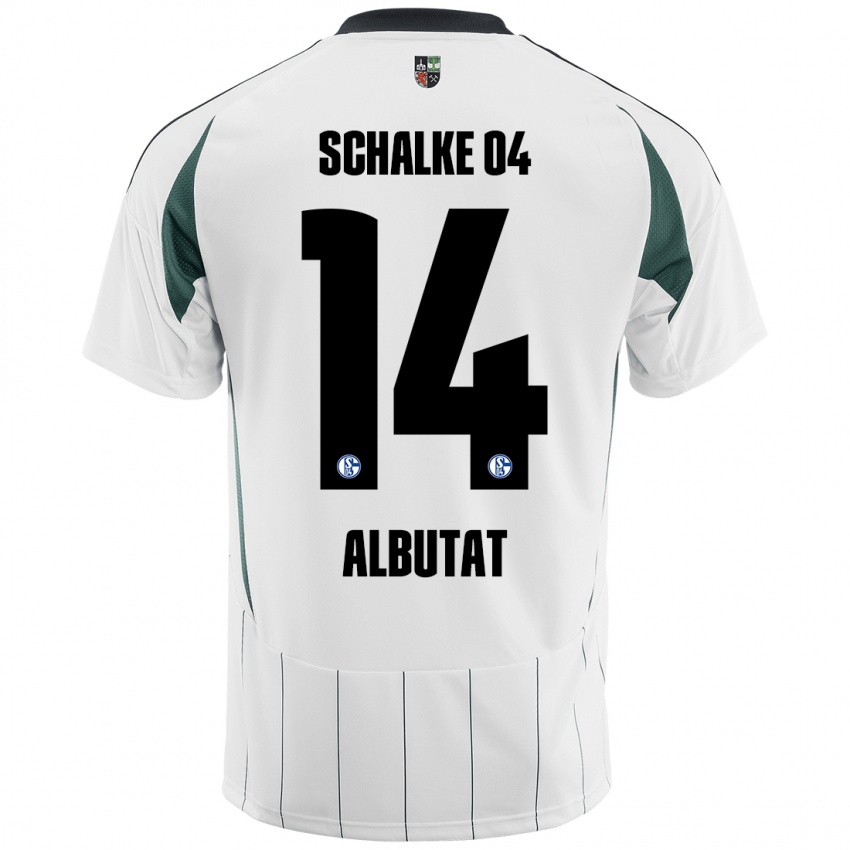 Bambino Maglia Tim Albutat #14 Bianco Verde Kit Gara Away 2024/25 Maglietta