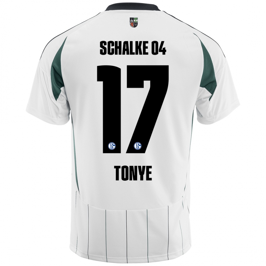 Bambino Maglia Yannick Tonye #17 Bianco Verde Kit Gara Away 2024/25 Maglietta