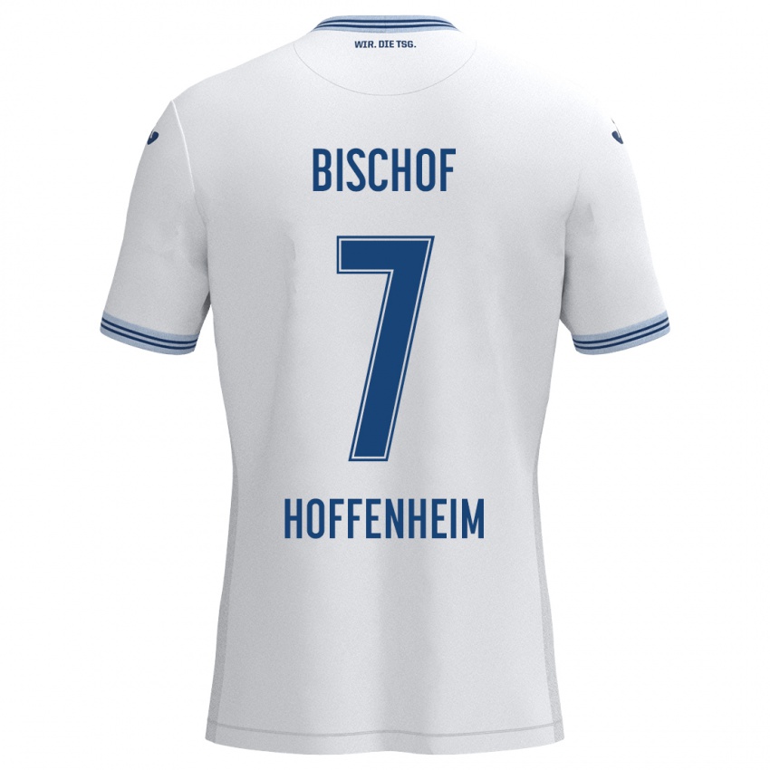 Bambino Maglia Tom Bischof #7 Bianco Blu Kit Gara Away 2024/25 Maglietta