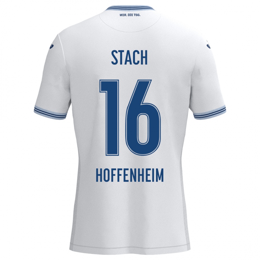 Bambino Maglia Anton Stach #16 Bianco Blu Kit Gara Away 2024/25 Maglietta