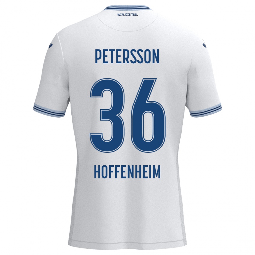 Bambino Maglia Lúkas Petersson #36 Bianco Blu Kit Gara Away 2024/25 Maglietta