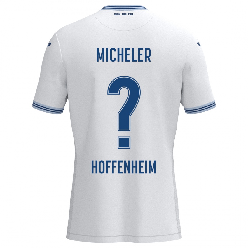 Bambino Maglia Florian Micheler #0 Bianco Blu Kit Gara Away 2024/25 Maglietta