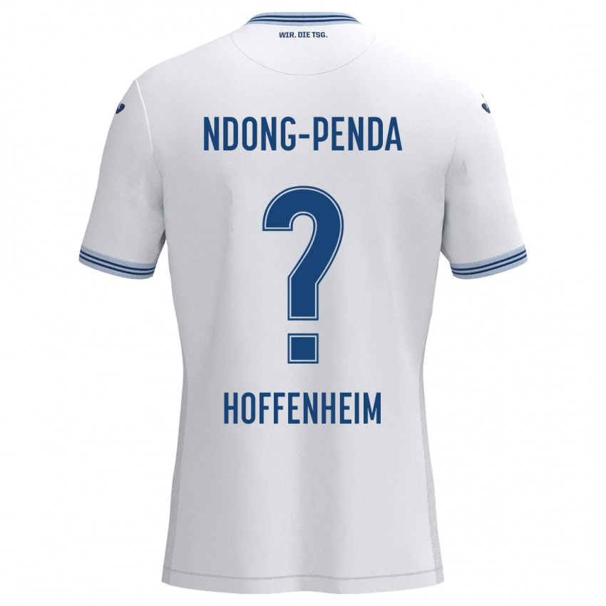 Bambino Maglia Maxime Ndong-Penda #0 Bianco Blu Kit Gara Away 2024/25 Maglietta