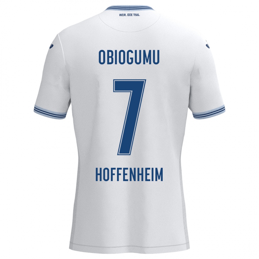 Bambino Maglia Uche Obiogumu #7 Bianco Blu Kit Gara Away 2024/25 Maglietta