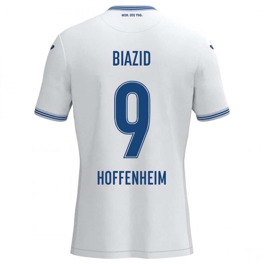 Bambino Maglia Zain Biazid #9 Bianco Blu Kit Gara Away 2024/25 Maglietta