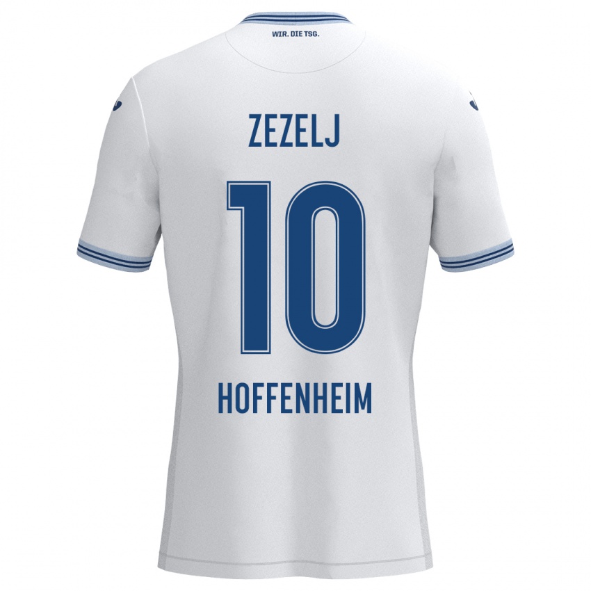 Bambino Maglia Neno Zezelj #10 Bianco Blu Kit Gara Away 2024/25 Maglietta