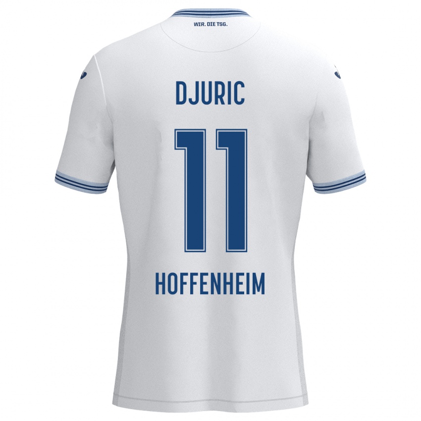 Bambino Maglia Luka Djuric #11 Bianco Blu Kit Gara Away 2024/25 Maglietta