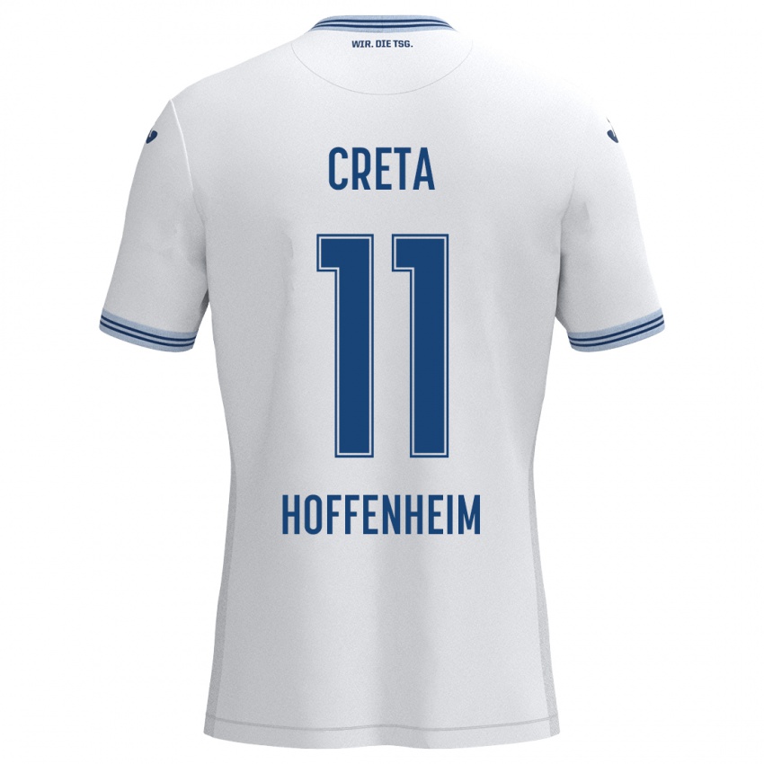 Bambino Maglia David Creța #11 Bianco Blu Kit Gara Away 2024/25 Maglietta