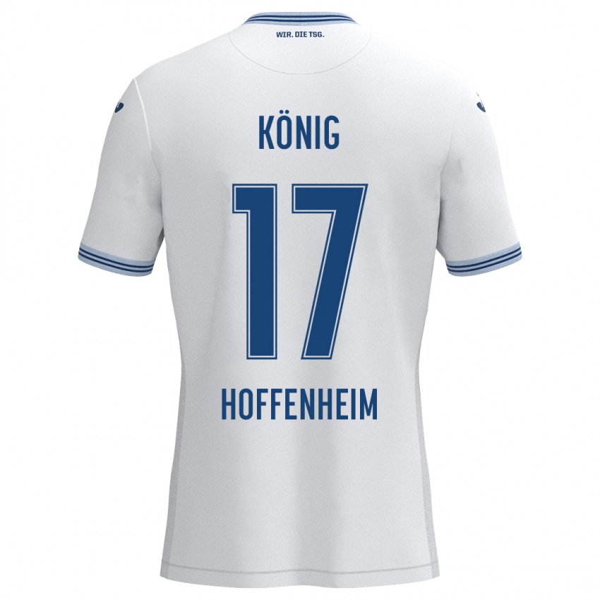 Bambino Maglia Noah König #17 Bianco Blu Kit Gara Away 2024/25 Maglietta