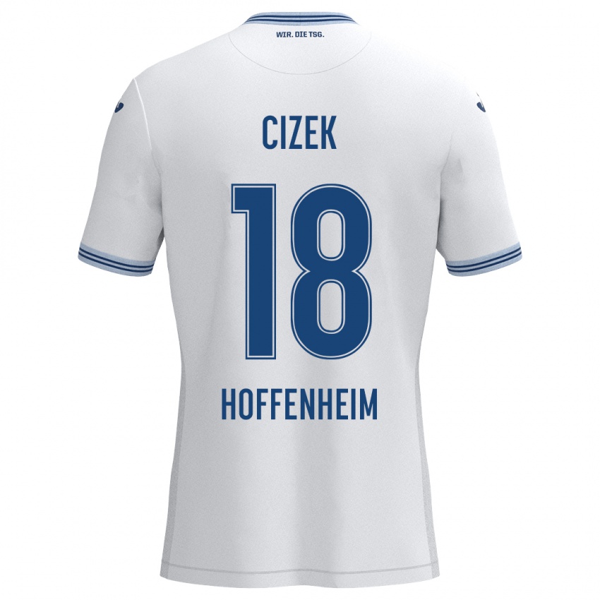 Bambino Maglia Krystof Cizek #18 Bianco Blu Kit Gara Away 2024/25 Maglietta