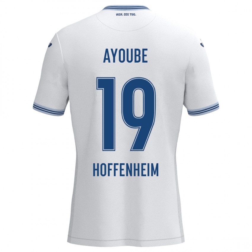 Bambino Maglia Ayoube Amaimouni-Echghouyab #19 Bianco Blu Kit Gara Away 2024/25 Maglietta