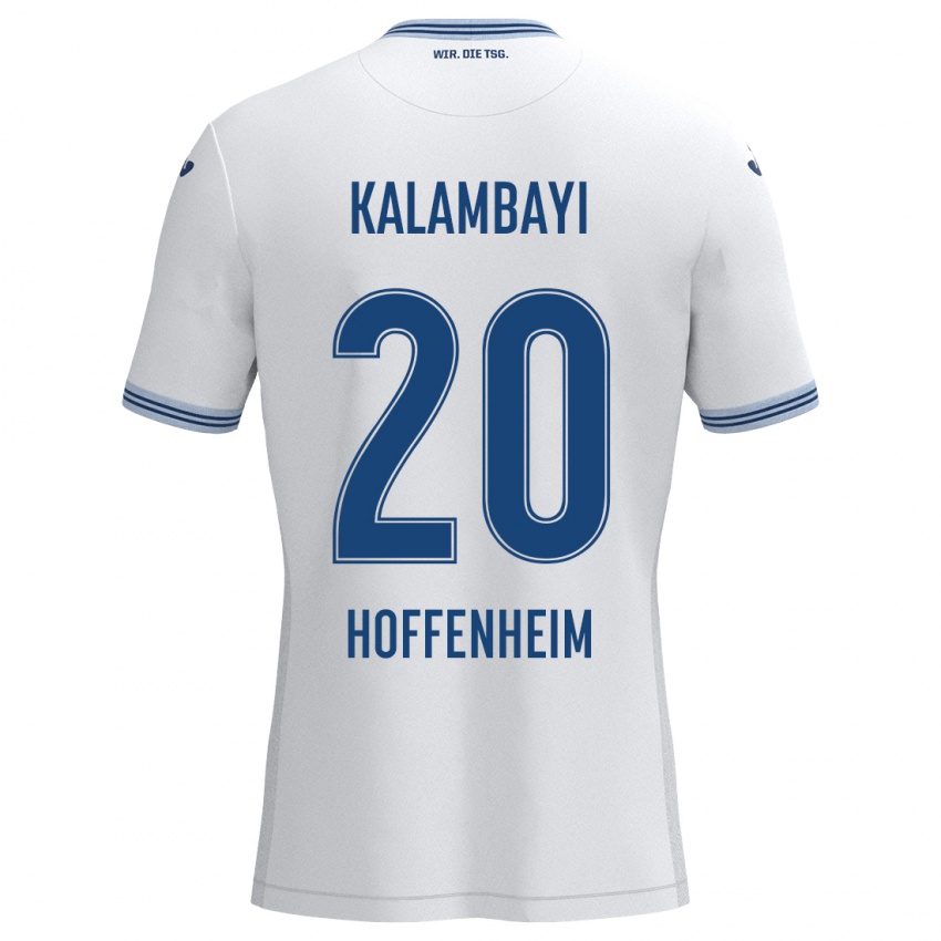 Bambino Maglia Simon Kalambayi #20 Bianco Blu Kit Gara Away 2024/25 Maglietta