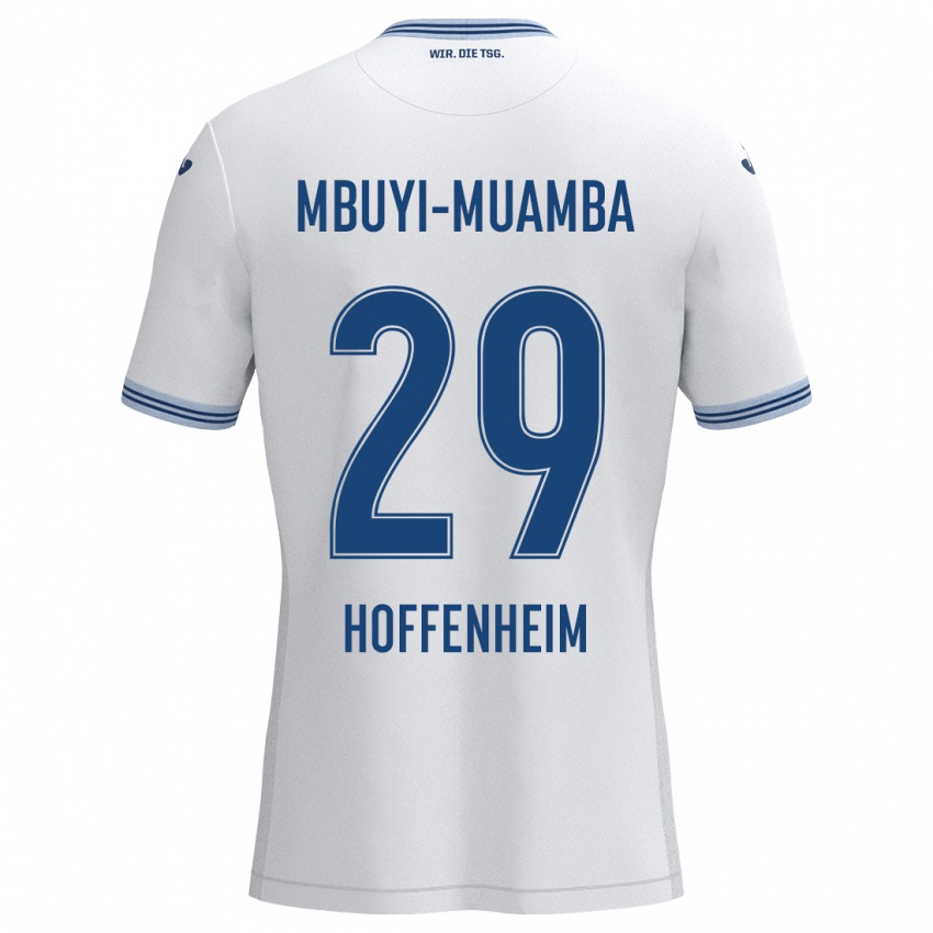 Bambino Maglia Hubert Mbuyi-Muamba #29 Bianco Blu Kit Gara Away 2024/25 Maglietta