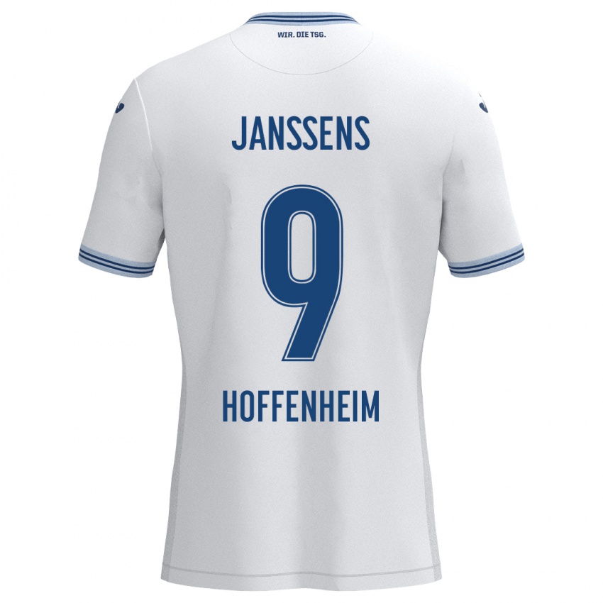 Bambino Maglia Jill Janssens #9 Bianco Blu Kit Gara Away 2024/25 Maglietta