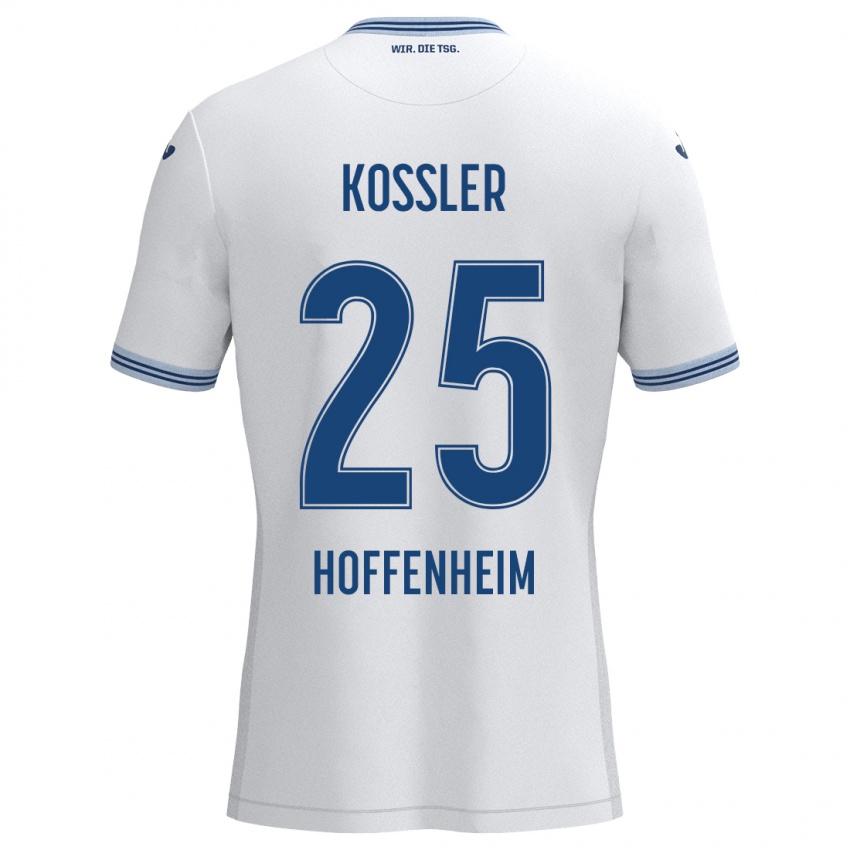 Bambino Maglia Melissa Kössler #25 Bianco Blu Kit Gara Away 2024/25 Maglietta