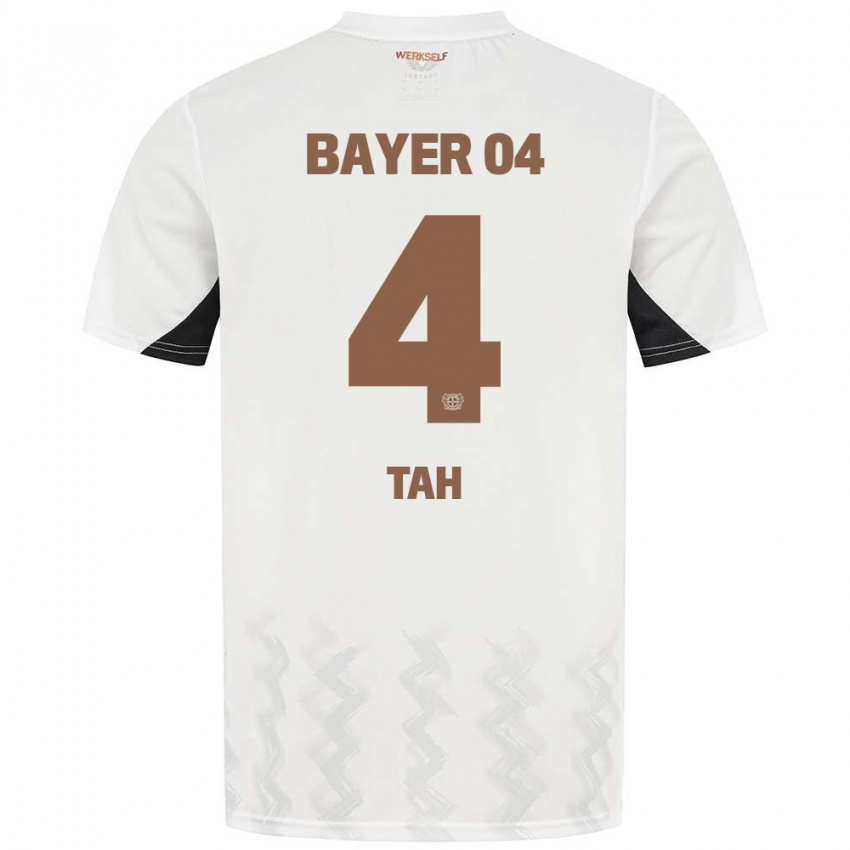 Bambino Maglia Jonathan Tah #4 Bianco Nero Kit Gara Away 2024/25 Maglietta