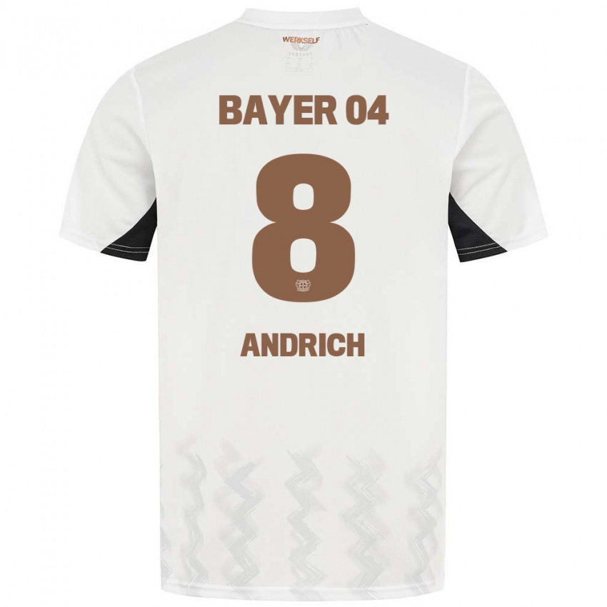 Bambino Maglia Robert Andrich #8 Bianco Nero Kit Gara Away 2024/25 Maglietta