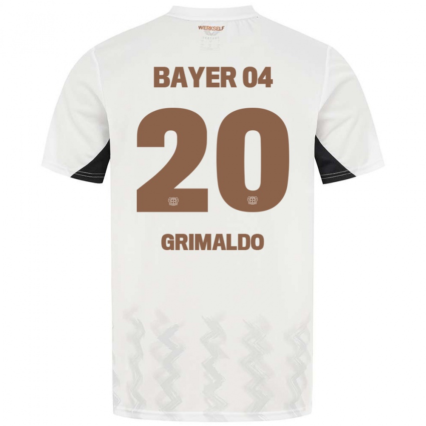 Bambino Maglia Alejandro Grimaldo #20 Bianco Nero Kit Gara Away 2024/25 Maglietta