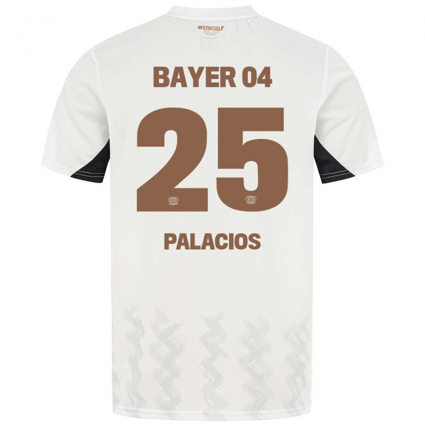 Bambino Maglia Exequiel Palacios #25 Bianco Nero Kit Gara Away 2024/25 Maglietta