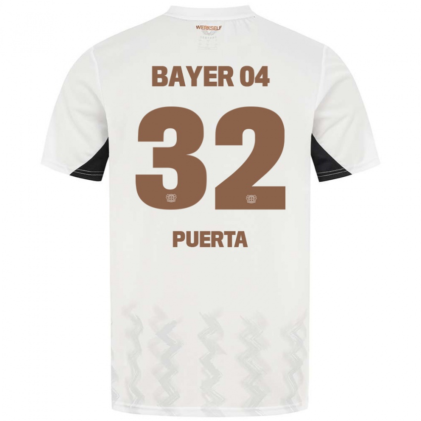 Bambino Maglia Gustavo Puerta #32 Bianco Nero Kit Gara Away 2024/25 Maglietta