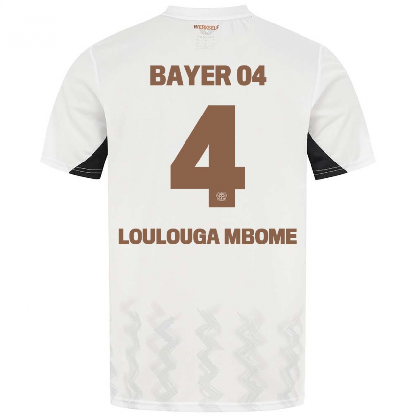 Bambino Maglia Adrien Loulouga Mbome #4 Bianco Nero Kit Gara Away 2024/25 Maglietta