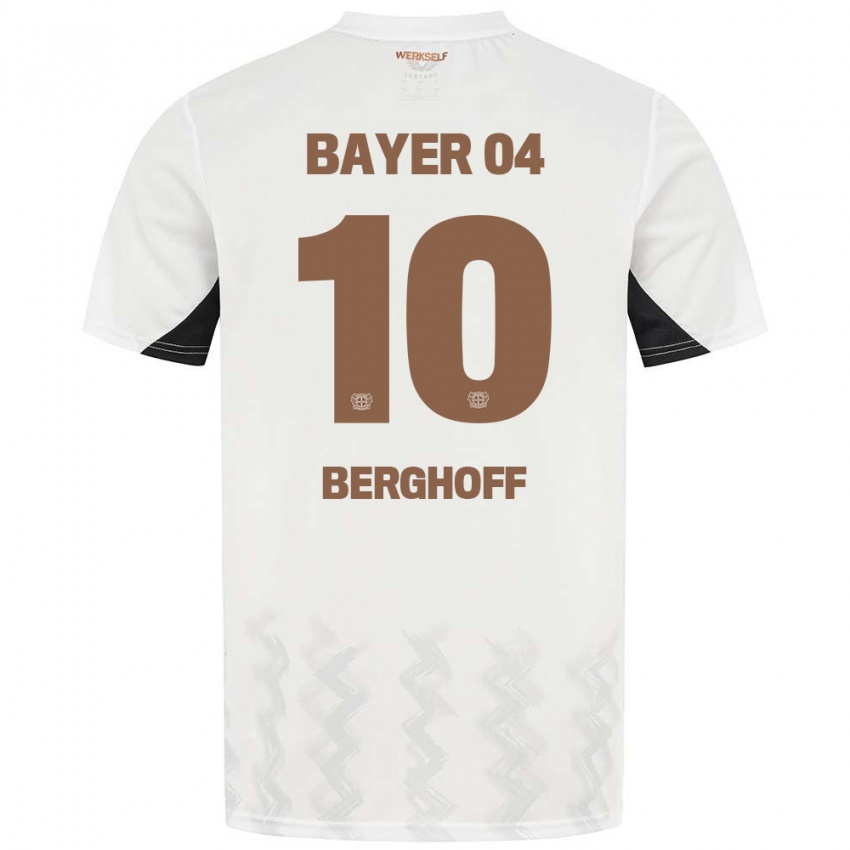 Bambino Maglia Jonah Berghoff #10 Bianco Nero Kit Gara Away 2024/25 Maglietta