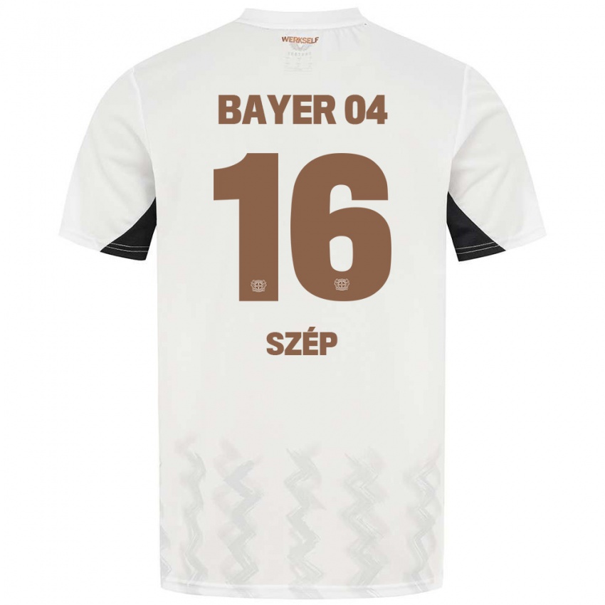 Bambino Maglia Márton Szép #16 Bianco Nero Kit Gara Away 2024/25 Maglietta