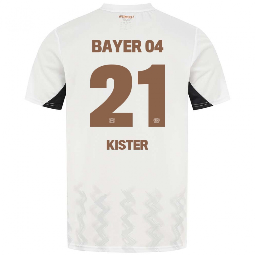 Bambino Maglia Akim Kister #21 Bianco Nero Kit Gara Away 2024/25 Maglietta