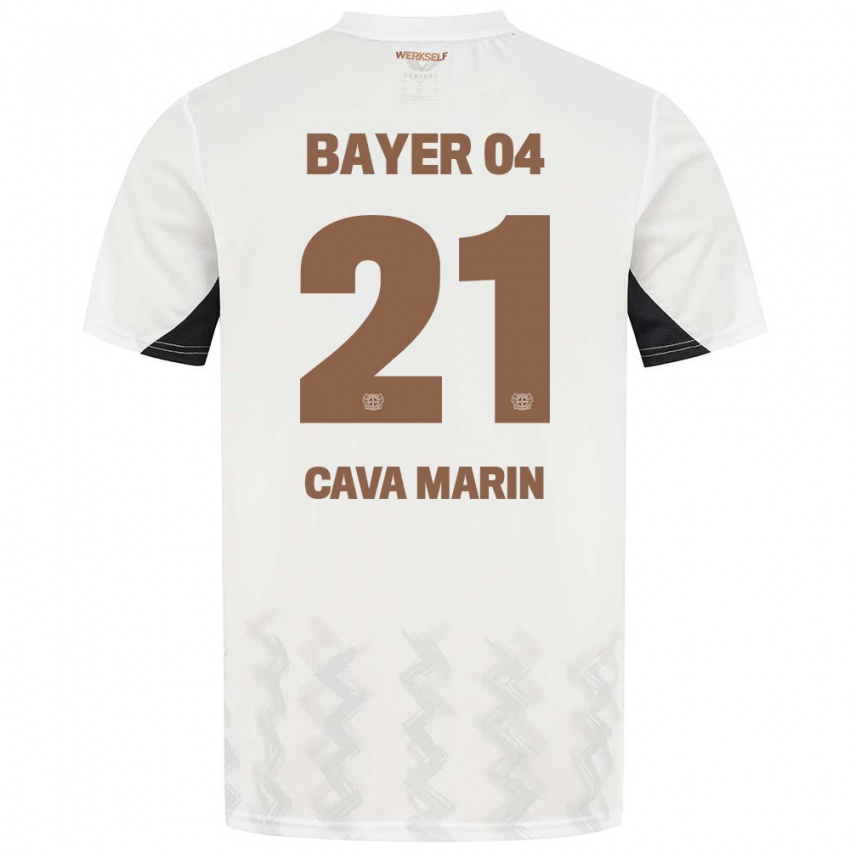 Bambino Maglia Sofia Cava Marin #21 Bianco Nero Kit Gara Away 2024/25 Maglietta