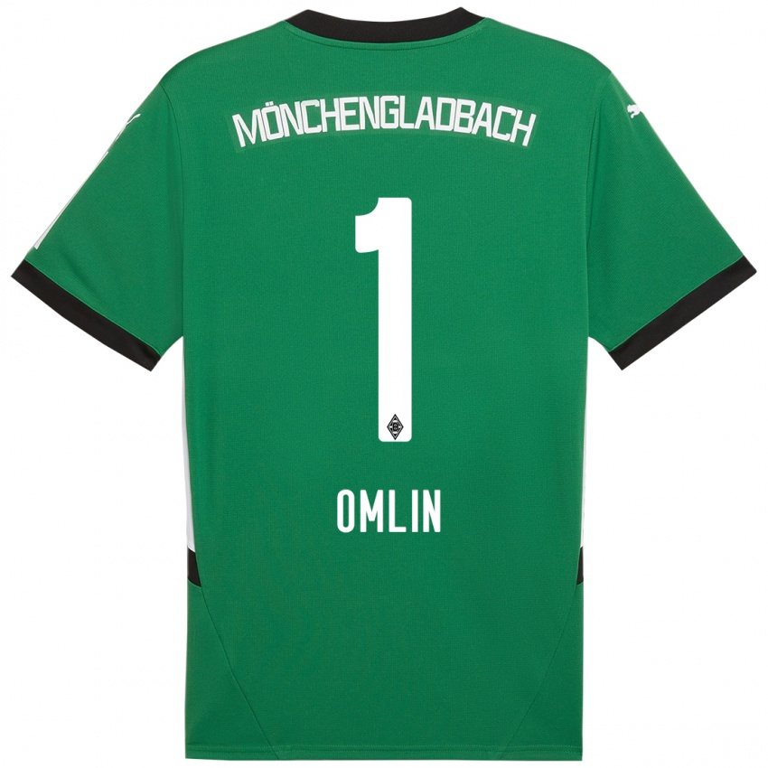 Bambino Maglia Jonas Omlin #1 Verde Bianco Kit Gara Away 2024/25 Maglietta