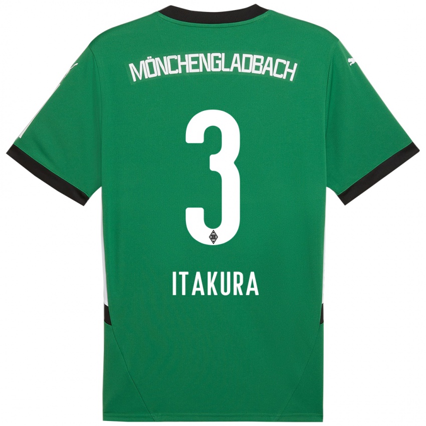 Bambino Maglia Ko Itakura #3 Verde Bianco Kit Gara Away 2024/25 Maglietta