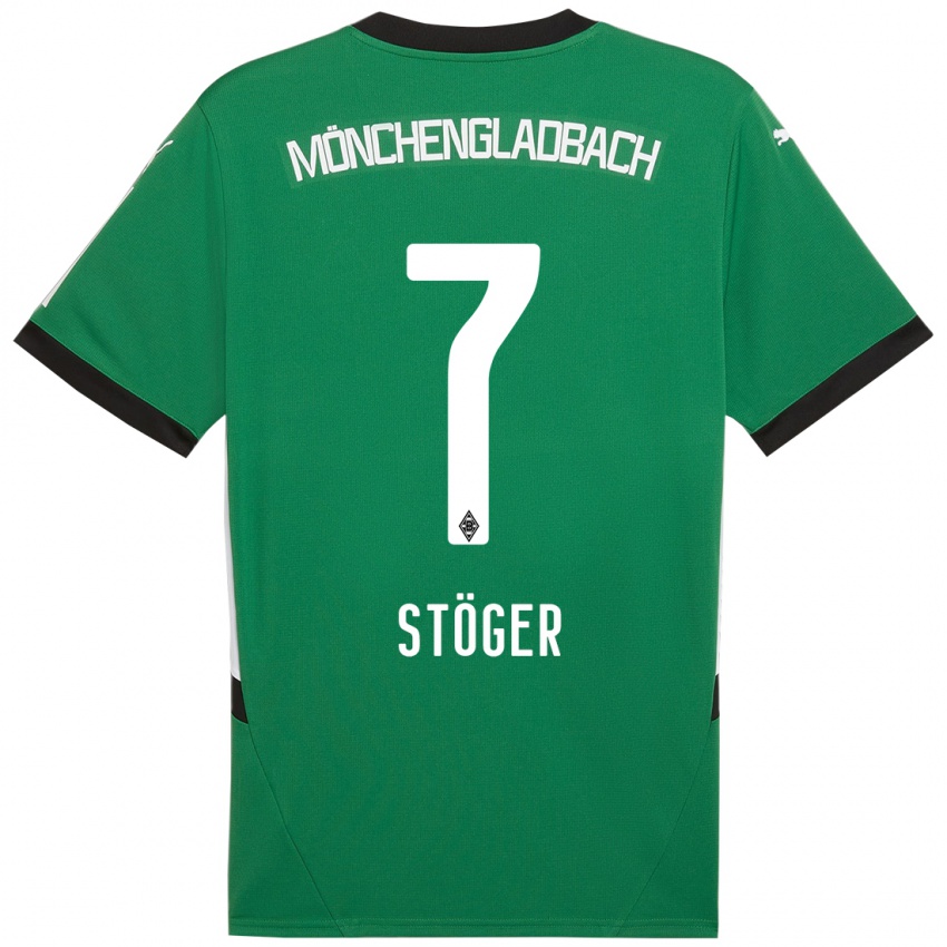 Bambino Maglia Kevin Stöger #7 Verde Bianco Kit Gara Away 2024/25 Maglietta