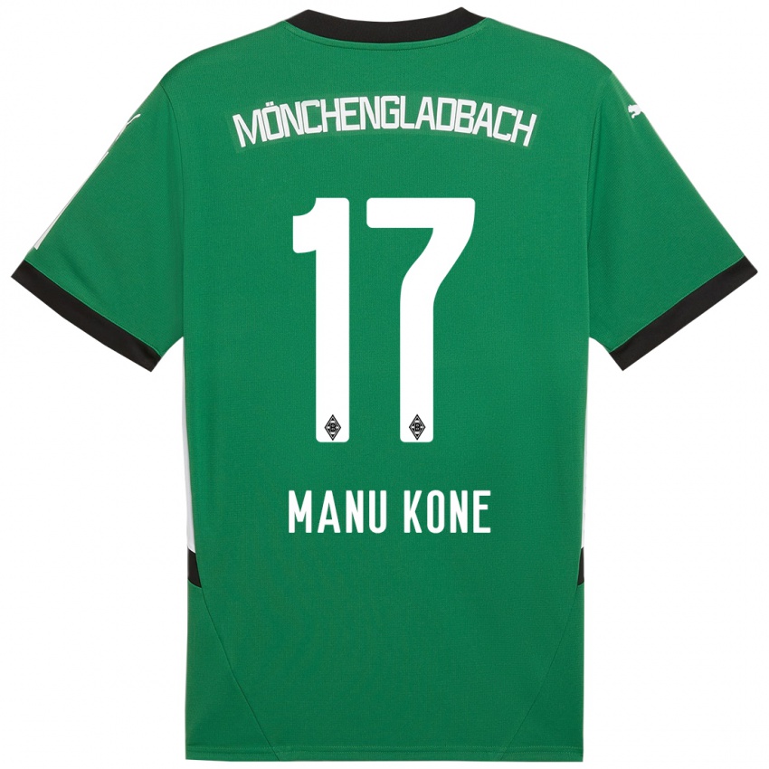 Bambino Maglia Manu Koné #17 Verde Bianco Kit Gara Away 2024/25 Maglietta