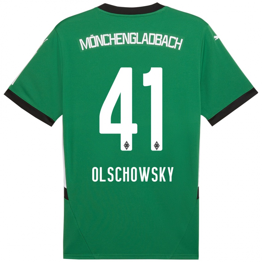 Bambino Maglia Jan Olschowsky #41 Verde Bianco Kit Gara Away 2024/25 Maglietta