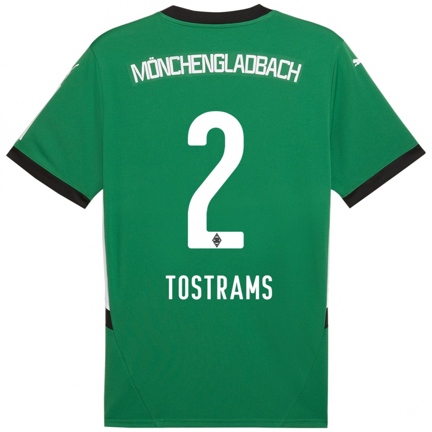 Bambino Maglia Eva Tostrams #2 Verde Bianco Kit Gara Away 2024/25 Maglietta