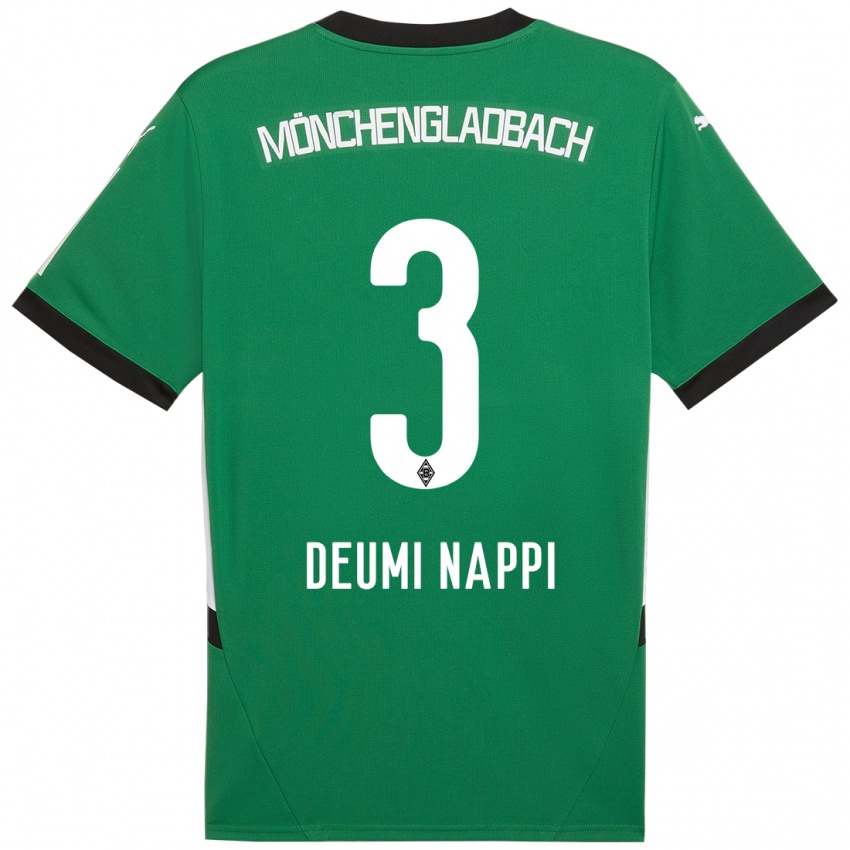 Bambino Maglia Dimitrie Deumi Nappi #3 Verde Bianco Kit Gara Away 2024/25 Maglietta