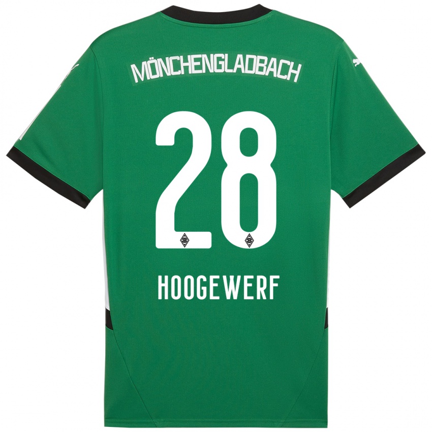 Bambino Maglia Dillon Hoogewerf #28 Verde Bianco Kit Gara Away 2024/25 Maglietta