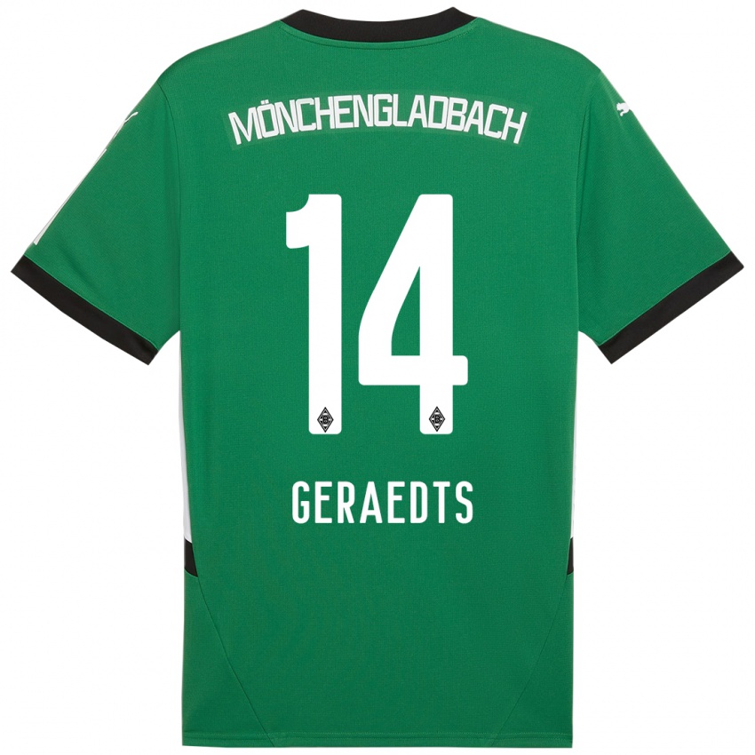 Bambino Maglia Kelsey Geraedts #14 Verde Bianco Kit Gara Away 2024/25 Maglietta