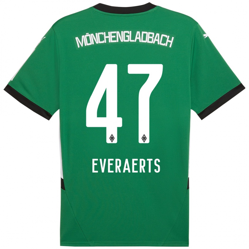 Bambino Maglia Kim Everaerts #47 Verde Bianco Kit Gara Away 2024/25 Maglietta