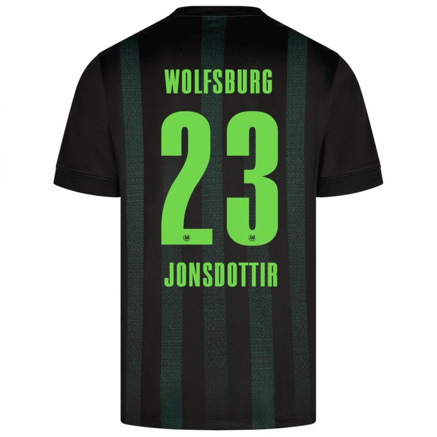 Bambino Maglia Sveindís Jane Jónsdóttir #23 Verde Scuro Kit Gara Away 2024/25 Maglietta