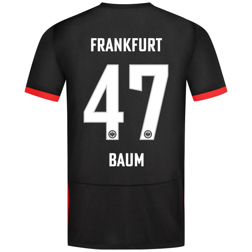 Bambino Maglia Elias Baum #47 Nero Kit Gara Away 2024/25 Maglietta