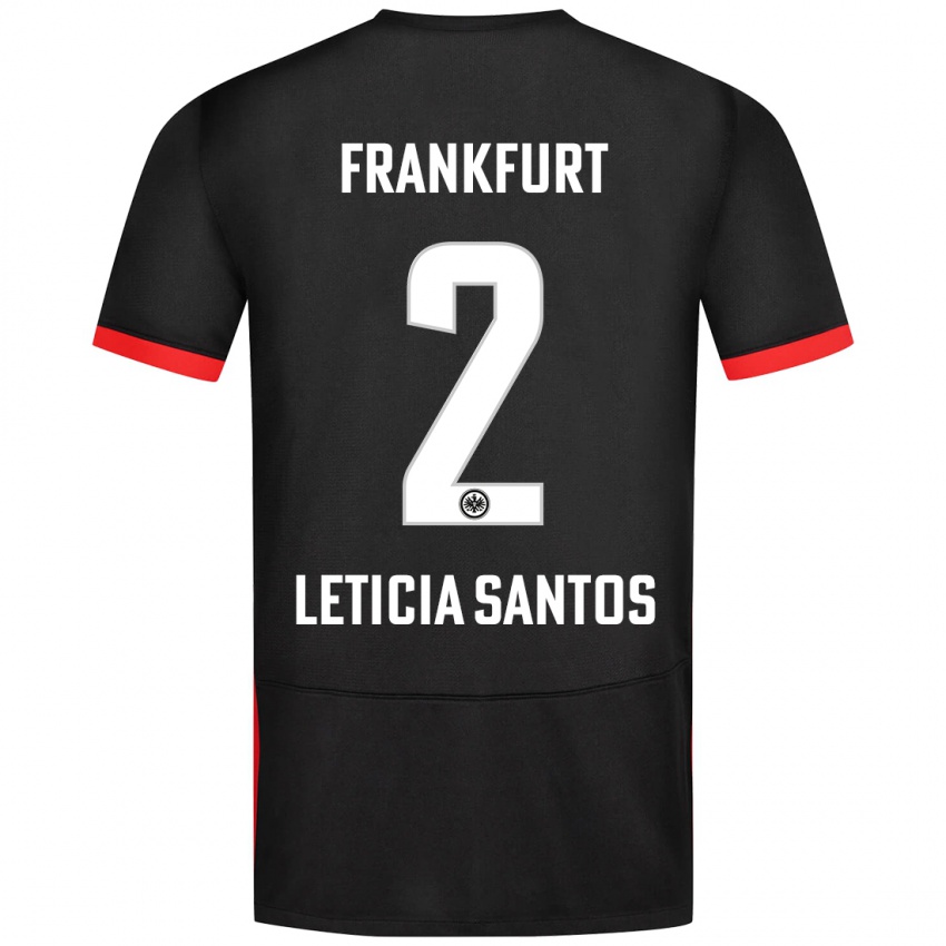 Bambino Maglia Letícia Santos De Oliveira #2 Nero Kit Gara Away 2024/25 Maglietta