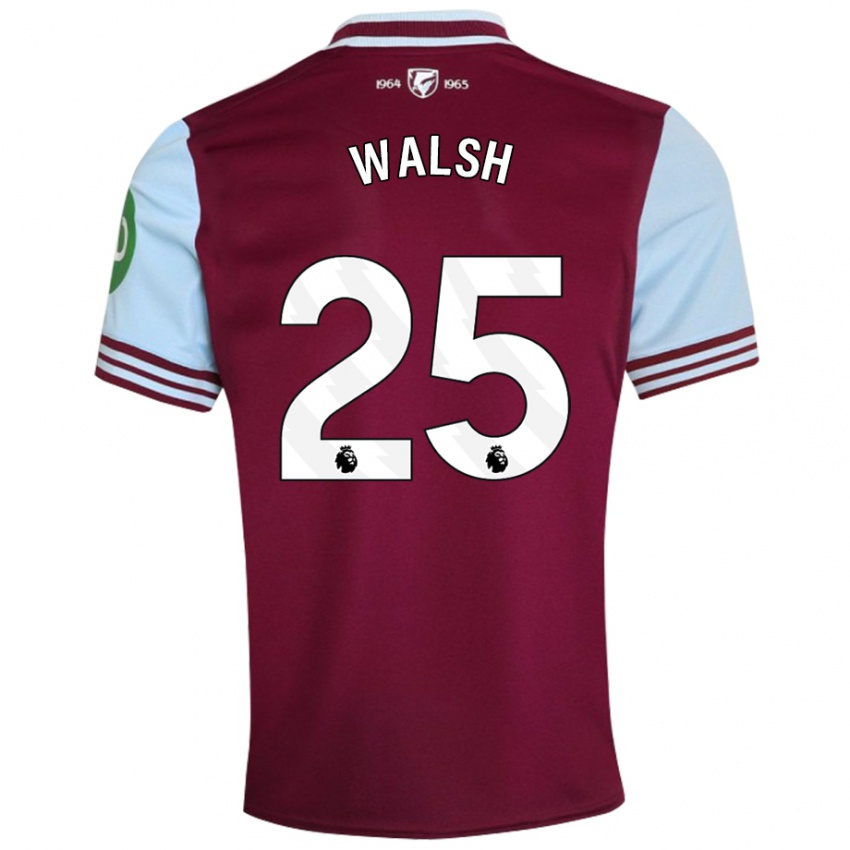 Uomo Maglia Megan Walsh #25 Rosso Scuro Kit Gara Home 2024/25 Maglietta