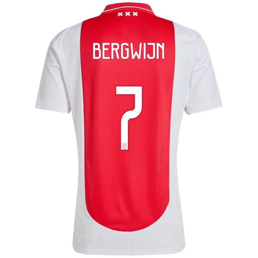 Uomo Maglia Steven Bergwijn #7 Rosso Bianco Kit Gara Home 2024/25 Maglietta