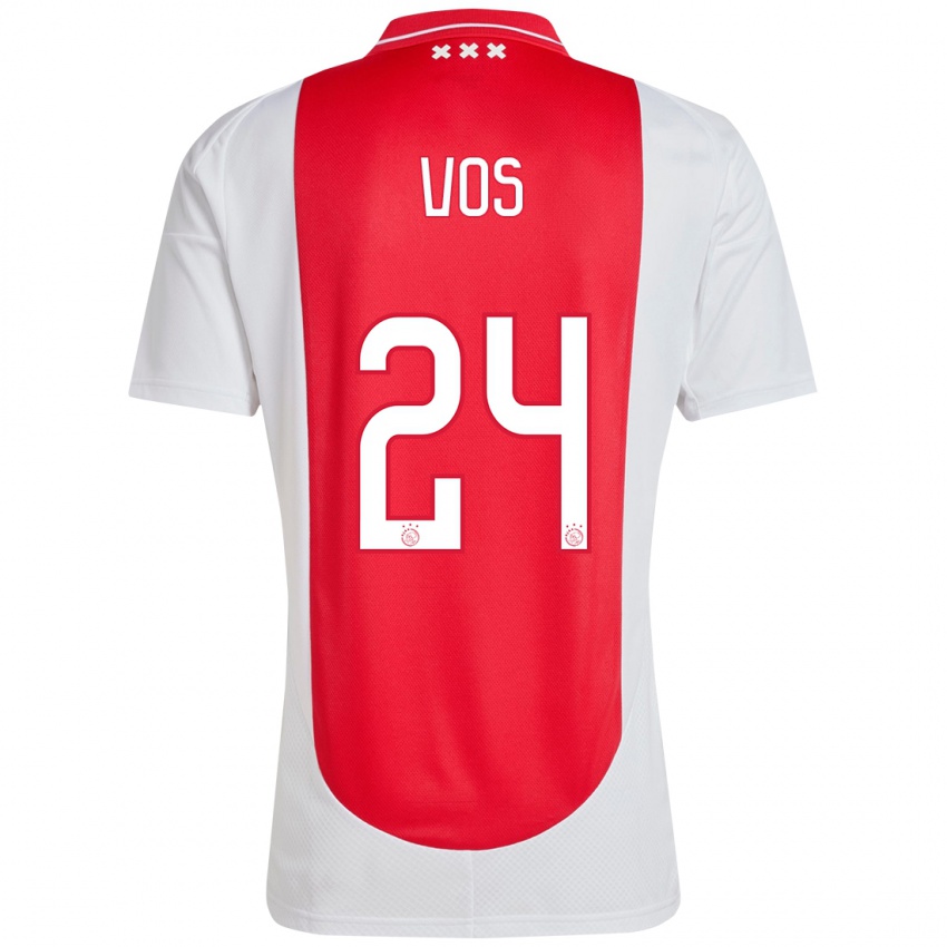 Uomo Maglia Silvano Vos #24 Rosso Bianco Kit Gara Home 2024/25 Maglietta