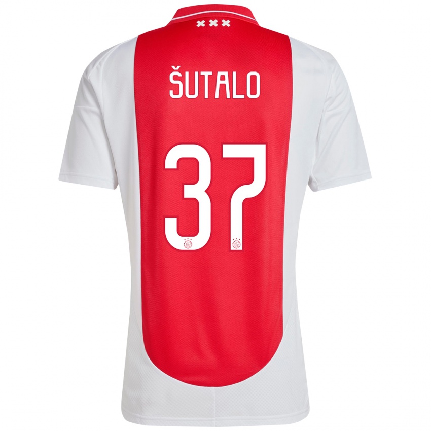 Uomo Maglia Josip Sutalo #37 Rosso Bianco Kit Gara Home 2024/25 Maglietta